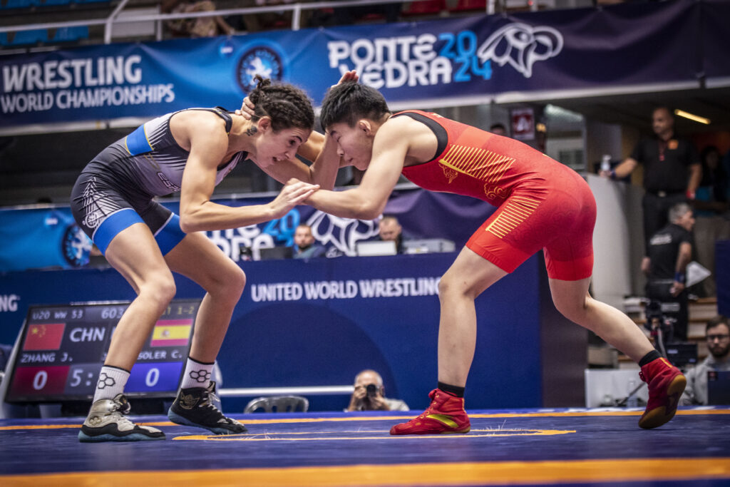 Carla, durante su combate en la final contra China